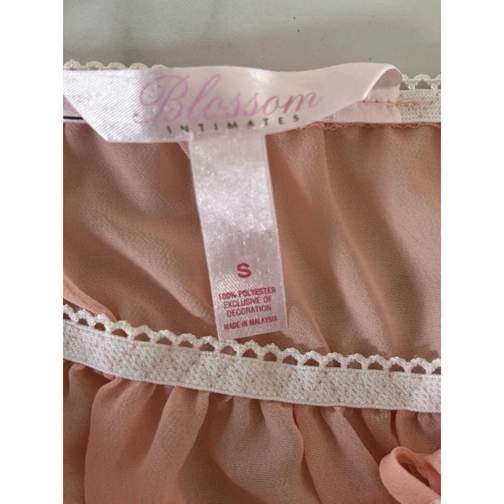 Blossom Intimates Peach Babydoll Chemise Lace & Pearl Embellished Size S